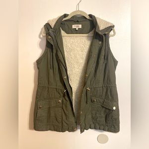 Charlotte Russe Fur-lined Hooded Zip up Vest